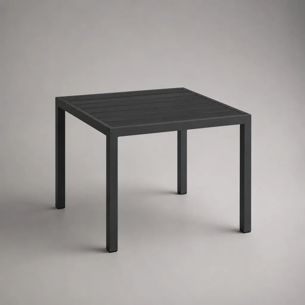 Table de jardin carrée en aluminium thermolaqué anthracite 80 × 80 × 74 cm
