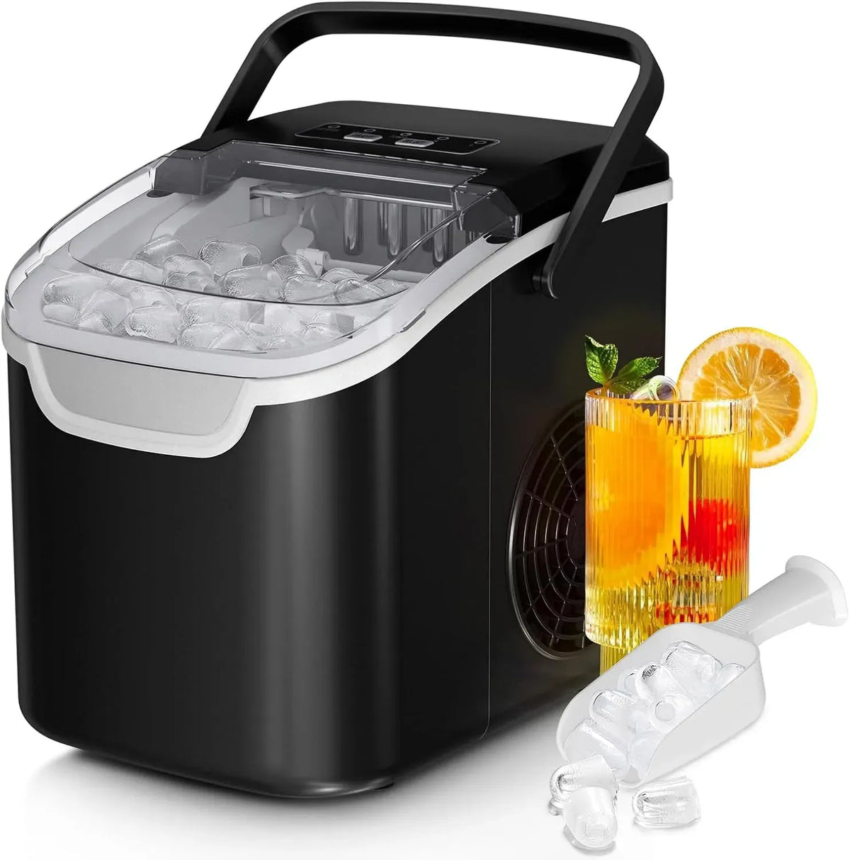 Machine à glaçons, portable, camping, noir, glace de 11,8 kg/jour avec 2 tailles, Mini portable, 8 glaçons en 6 minutes