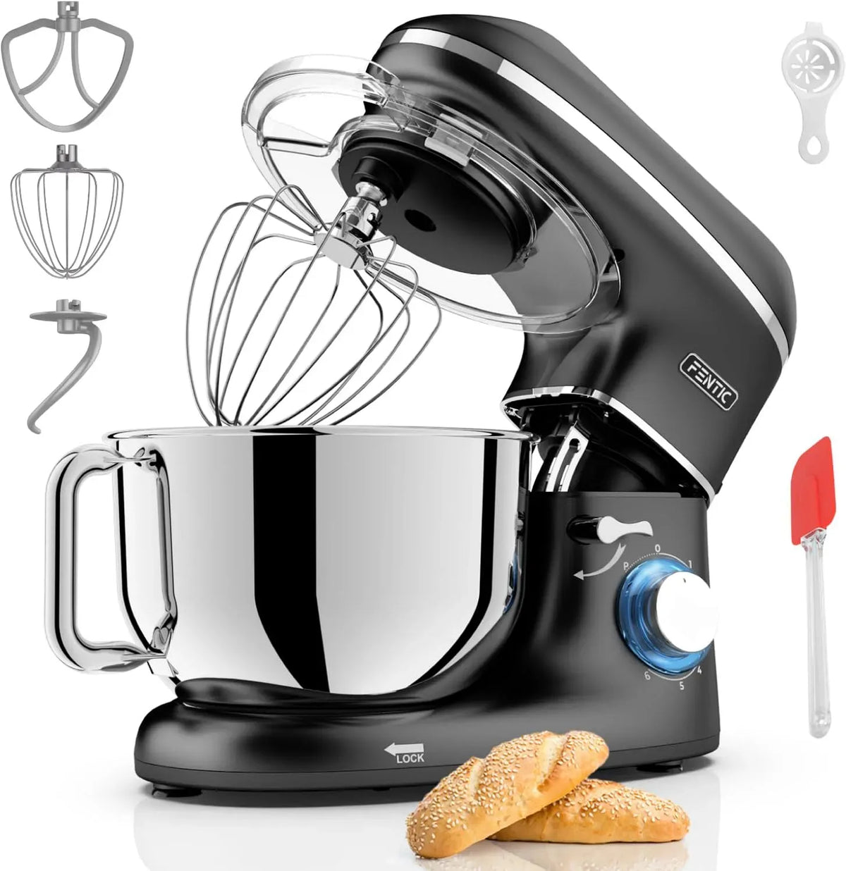 Accessoire pour appareil, 6,2 L, 2000 W, Robot, acier inoxydable, noir, Bol mélangeur en acier inoxydable