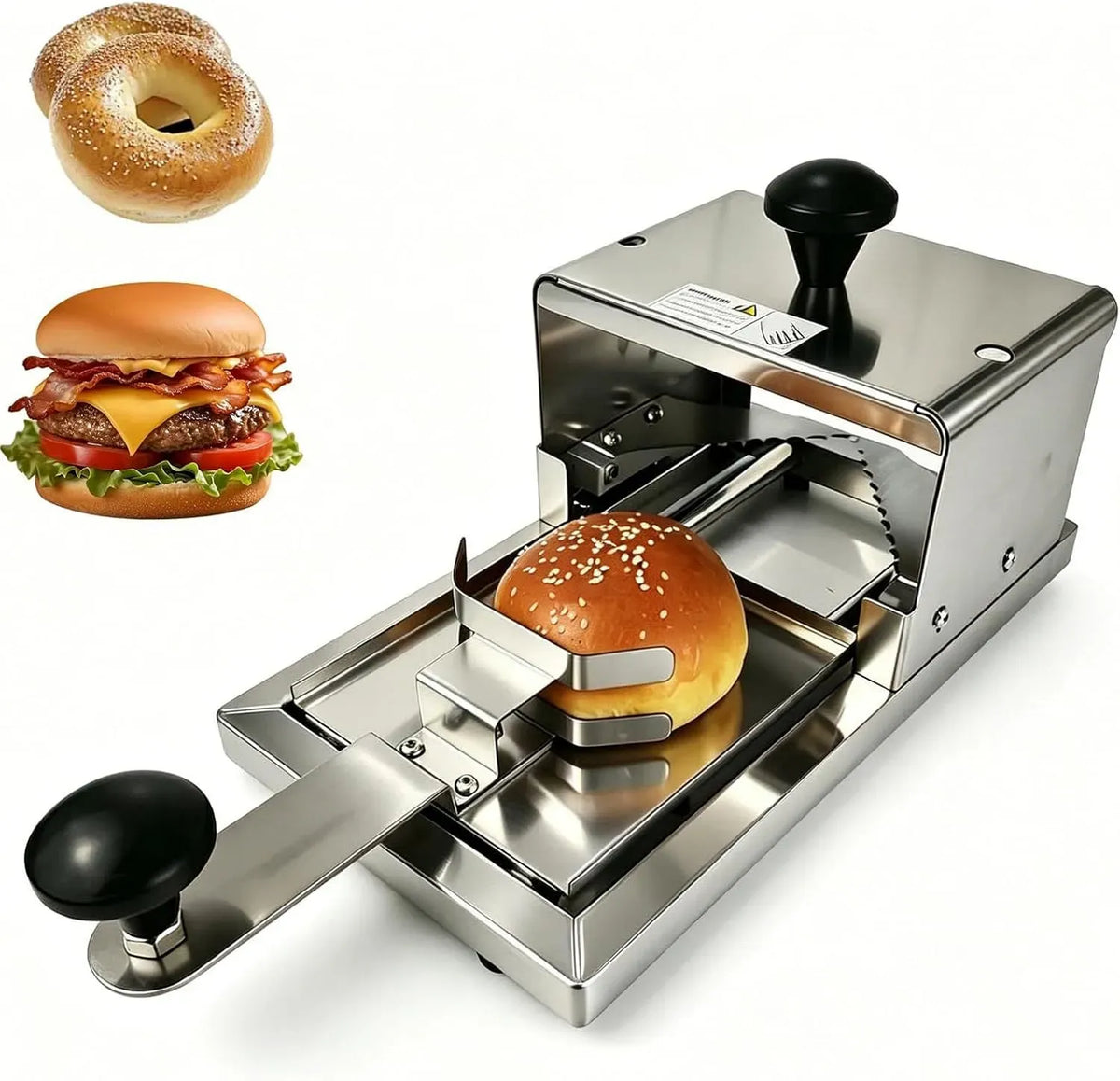 Guillotine à Pain, Générique Trancheuse à Bagel Commerciale, Coupe-Pain à Hamburger Manuel, Commerciale Push-Pull en Acier Inoxydable/épaisseur de
