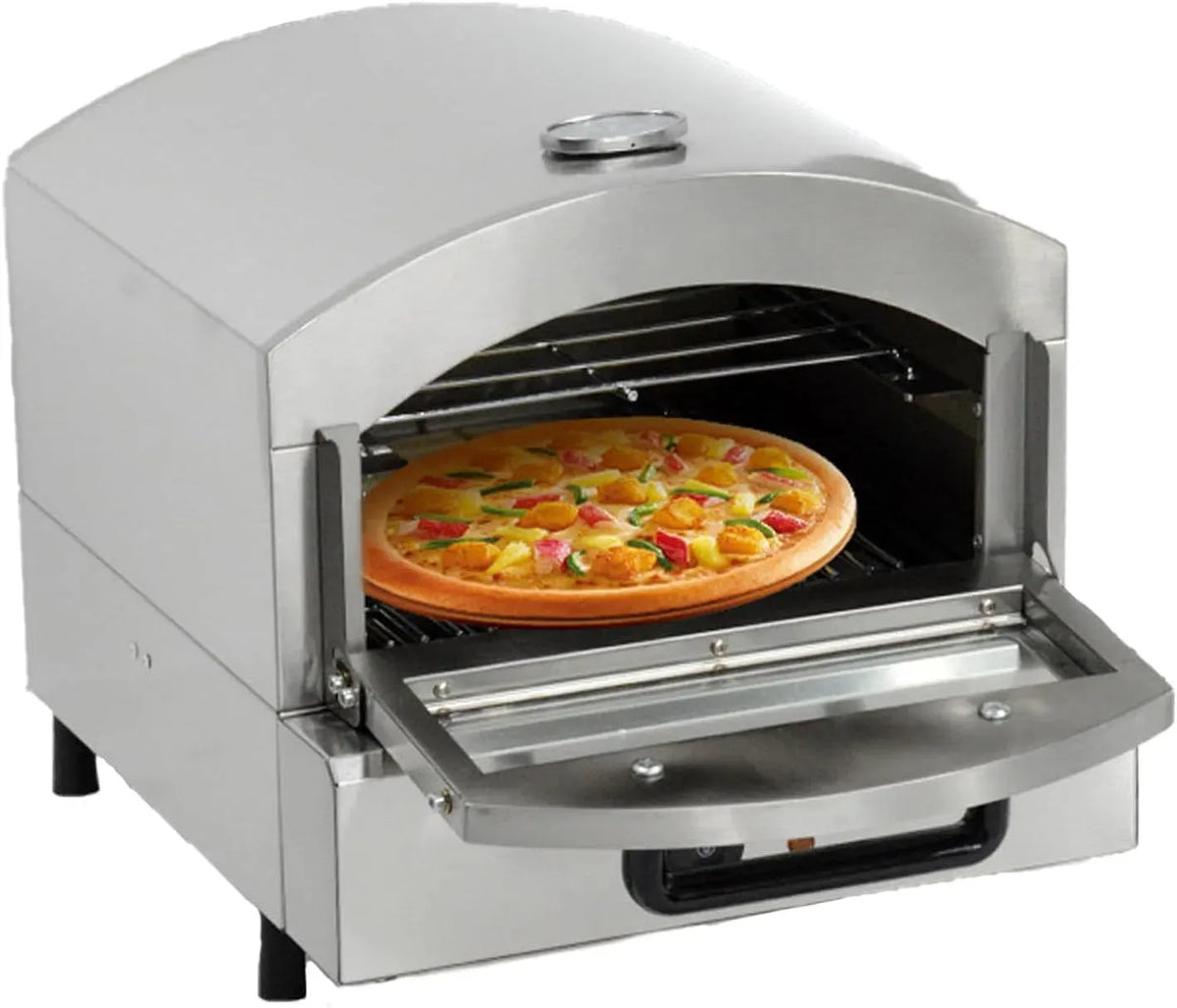 Four électrique à pizza, 30 cm, portable, extérieur, camping, acier inoxydable, en camping ou lors de fêtes