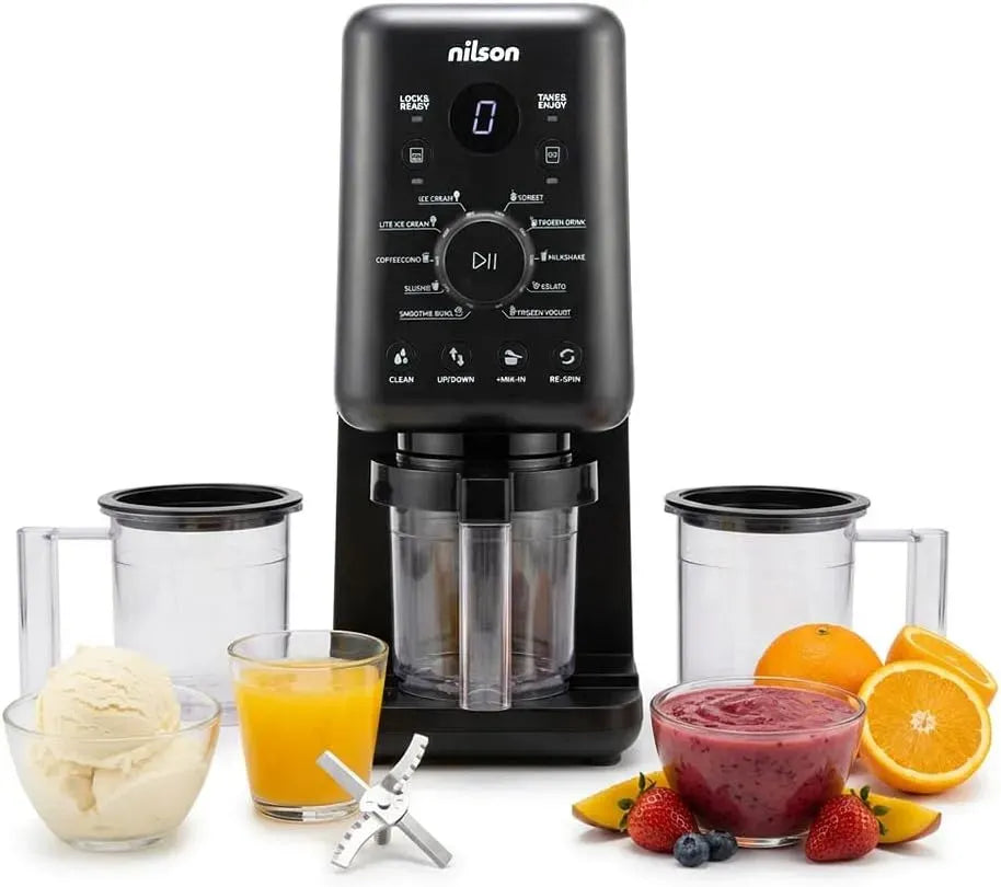 NIC800M3T Cream Maker, 14 niveaux, noir, bois, pour granités boissons froides et glacées à la maison
