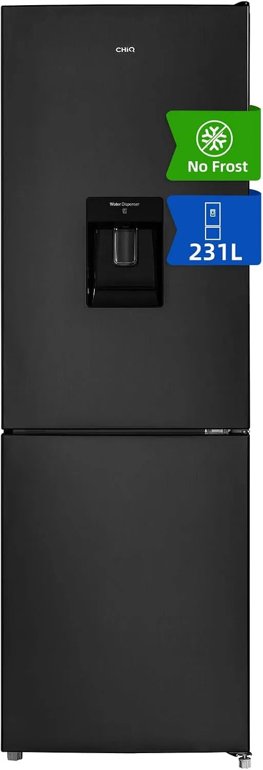 Réfrigérateur combiné, 231 L, CHiQ FBM228NE4DE, No Frost, frigo avec congélateur, noir, Congélateur 4 Étoiles, Distributeur d'Eau, Refroidissement