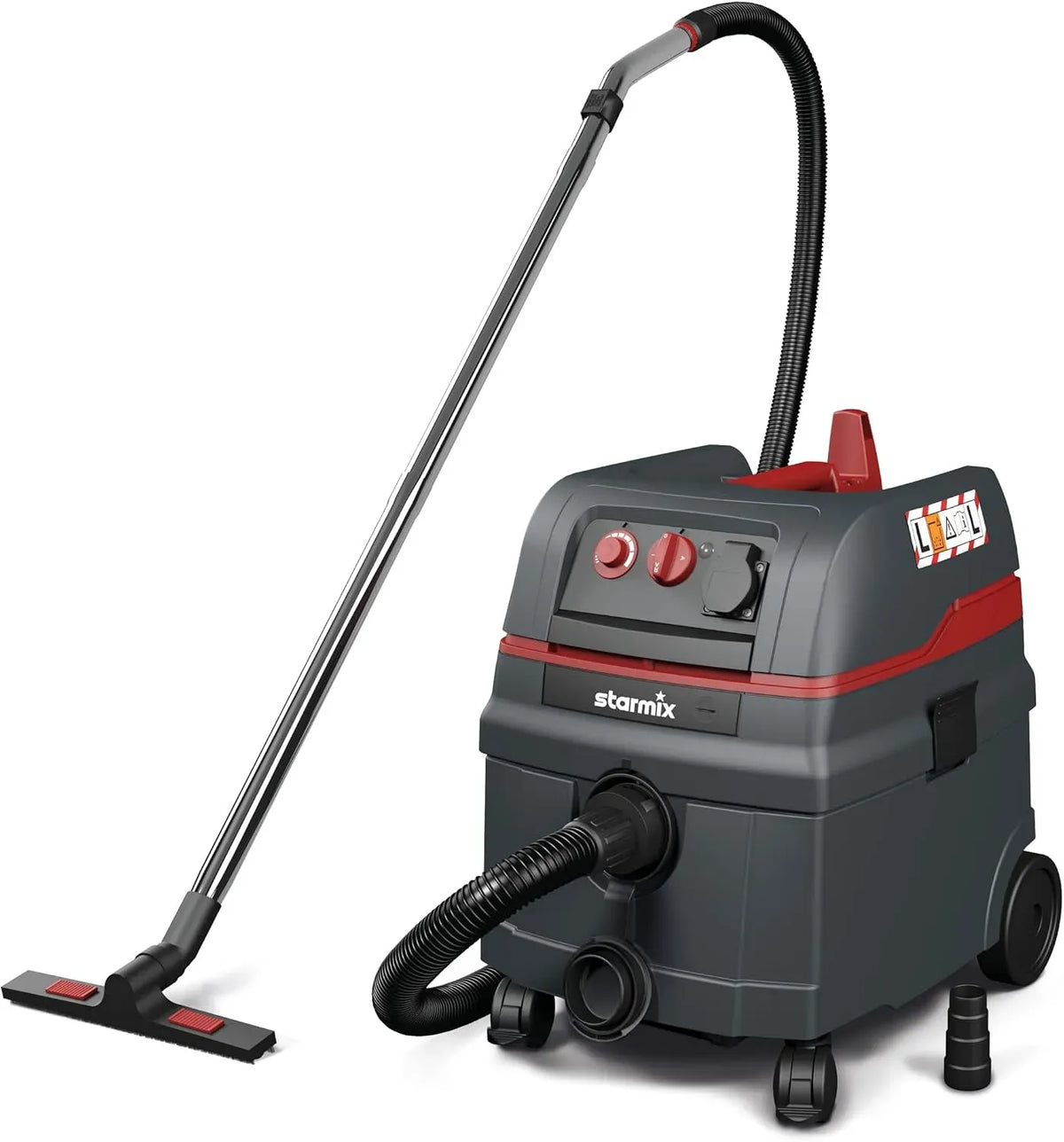 Starmix L-1625 Aspirateur, 25 L, 1600 W, classe énergétique E, industriel, acier inoxydable, Tuyau 5 m + kit Accessoires INOX, ISC Top