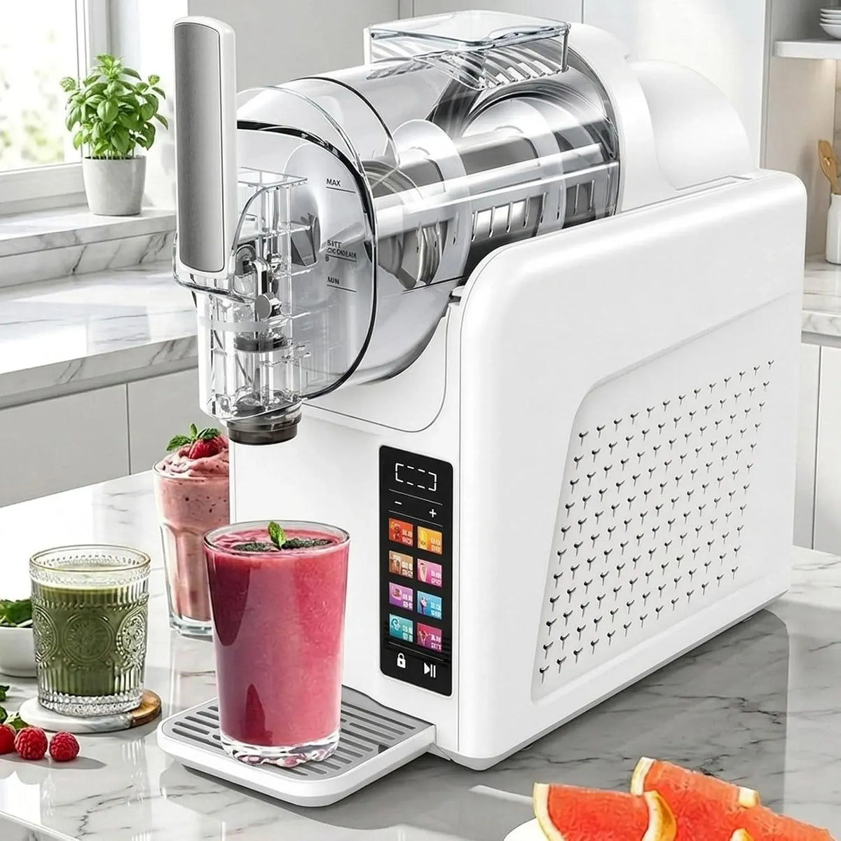 Machine à Granita, machine à glace et sorbet, machine à granité, 2 L, professionnel, 7 Modes, blanc, pour Les Boutiques