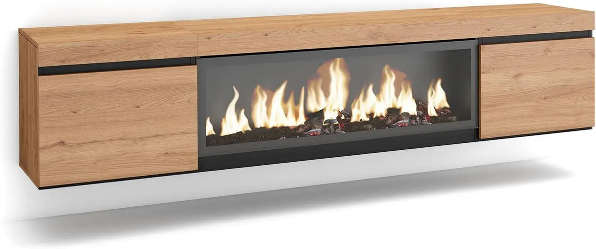 Meuble TV, 80 pouces, Cheminée électrique XXL, 210