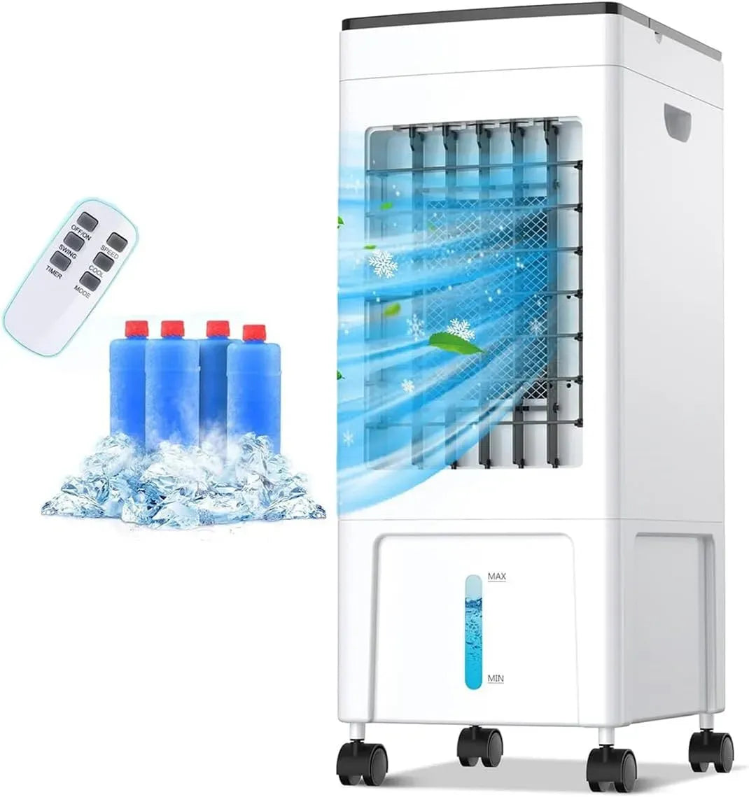 Climatiseur, 8 L, portable, minuteur, Télécommande Et 4 Compartiments à Glace, Humidificateur Et Purificateur Dair De 8 L, 3 Modes
