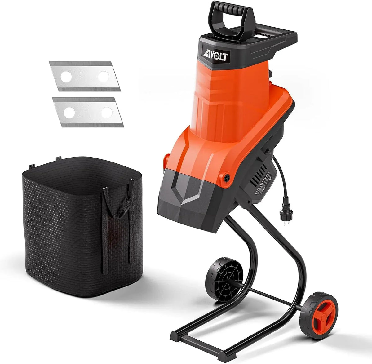 Broyeur Vegetaux et Branches Électrique 2500W, Broyeur Biologique Électrique équipé de Sac de Collecte 50L pour Coupe de Branches Diamètre 45mm
