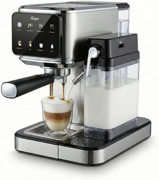Cafetière électrique, 1 L, 1350 W, tactile, grand réservoir, acier inoxydable