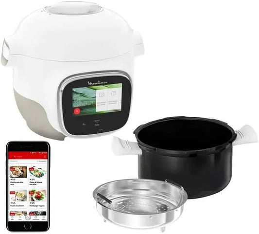 Moulinex CE922110 Multicuiseur, cuiseur multifonction électrique, multicuiseur électrique, 900 W, tactile, Wi-Fi, blanc