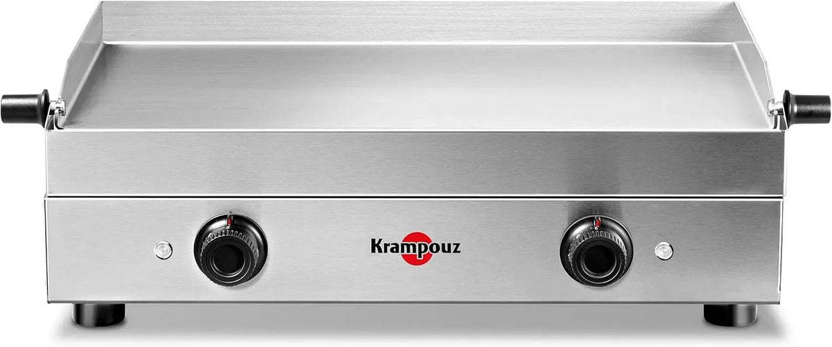 Plaque de cuisson, 64 x 33 cm, 2 foyers, KRAMPOUZ PFSV2AA-KR, thermostat, acier inoxydable, 2 Thermostats jusqu'à 300 °C, 3200 Watts