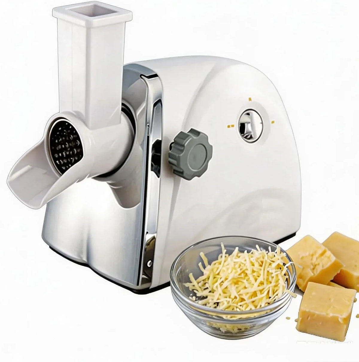 la pizzeria, grande trémie d'alimentation, pour la maison, Râpe à fromage électrique rotative avec 3 lames de coupe en acier inoxydable, 500 g par