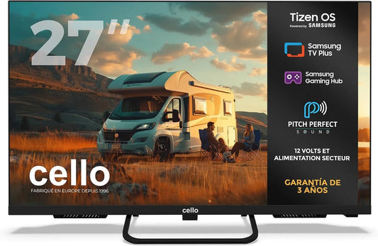 Samsung CTRAV-27TZ V, 230 Smart TV, 27 pouces, 12 V, téléviseur, Tizen OS, triple tuner DVB-T2, S2, Bluetooth, camping, Gaming Hub
