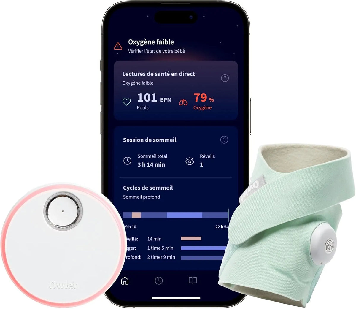 Owlet Dream Sock® Mint, pour Système de Surveillance Intelligent pour bébé, Suivi en Direct de la fréquence cardique et de l'oxygène du Nourrisson
