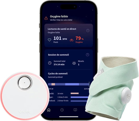 Owlet Dream Sock® Mint, pour Système de Surveillance Intelligent pour bébé, Suivi en Direct de la fréquence cardique et de l'oxygène du Nourrisson