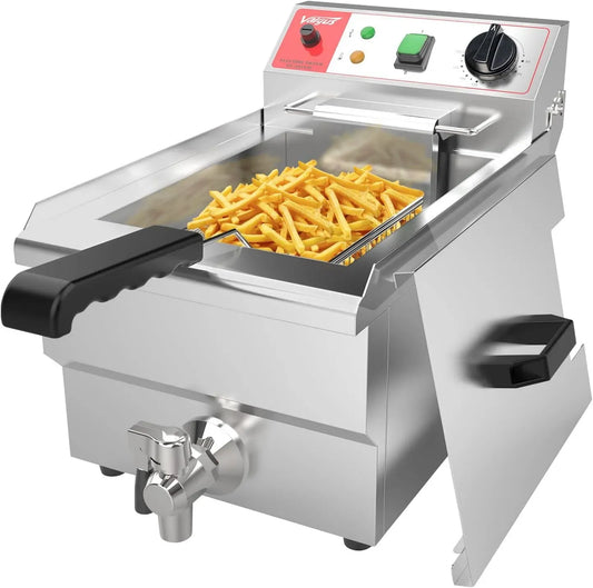 système de vidange, pour Friteuse de cuisine de grande capacité équipé de panier et couvercle, Valgus Friteuse électrique commerciale en acier