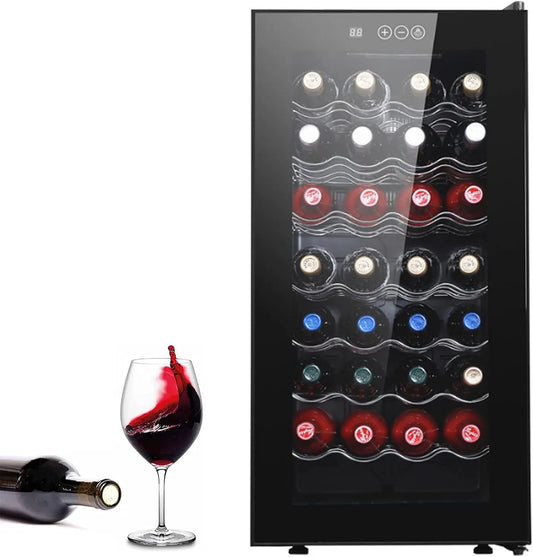 Cave à vin électrique, 78 L, 32 bouteilles, 2 zones de température, éclairage LED, tactile, noir, Température Réglable Entre 12°C et 18°C, 78L