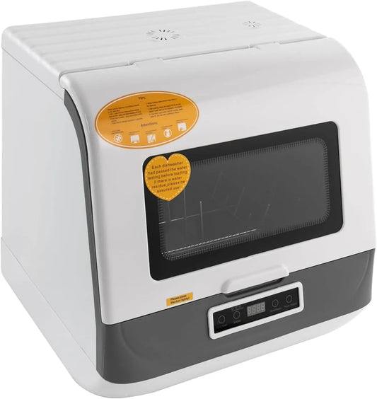 Lave-vaisselle, 6 L, 4 programmes, hygiène, tactile, grand réservoir, stockage hygiénique 72 h, bras de pulvérisation à 360°, séchage à l'air chaud