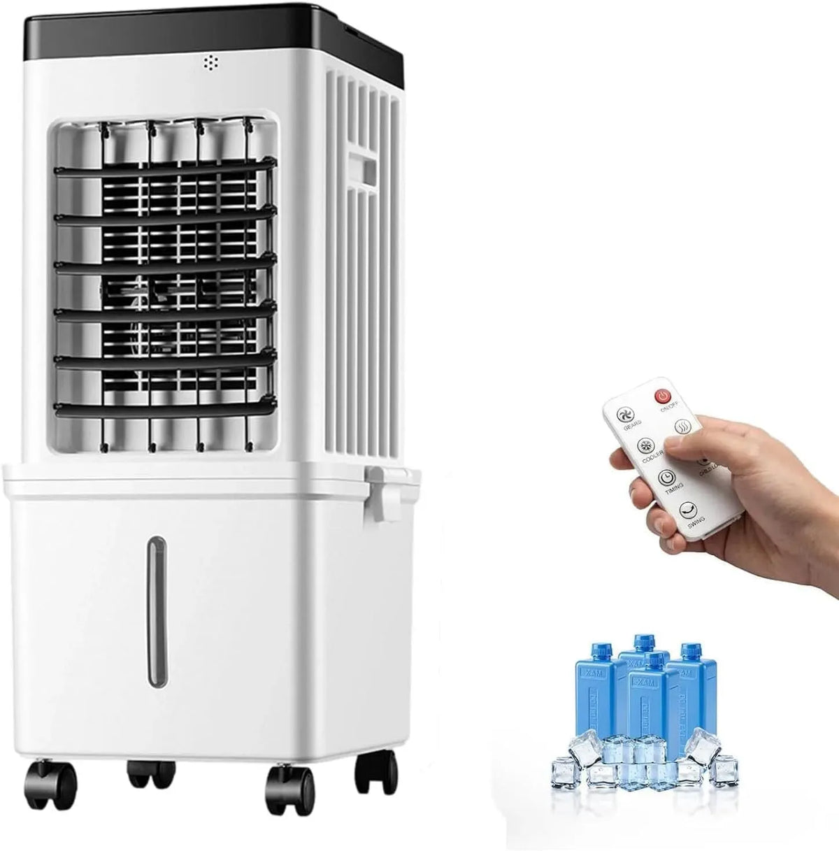 Climatiseur 4-In-1, 13,2 L, portable, oscillation, grand réservoir, 120° Oszillation, 4 Eisboxen