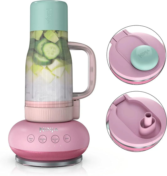 Ninja DB351PK1BRN Blendboss, Mélangeur personnel pour smoothies et boissons glacées, Tasse de voyage de 750 ml avec couvercle anti-fuite, bec verseur