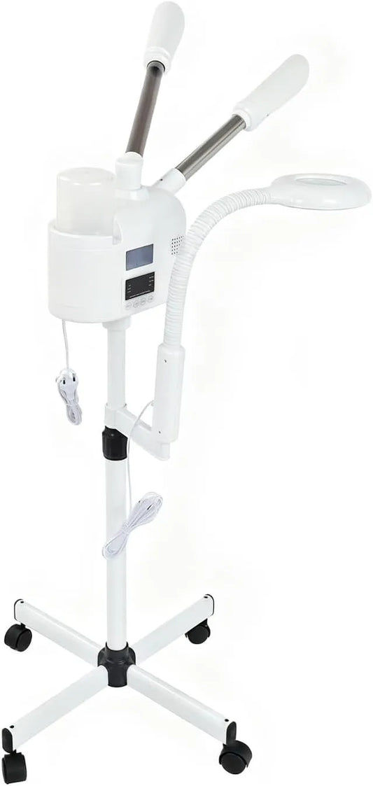 Vapeur facial 3 en 1 à ozone équipé de buse chaude et froide avec lampes loupes LED et écran tactile intelligent pour spa, pour salon et maison