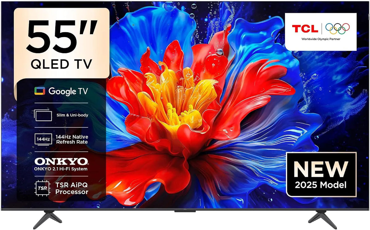 Google 55P8K-UK Smart TV, 55 pouces, 144 Hz, téléviseur, 4K UHD, QLED, HDR, son Dolby
