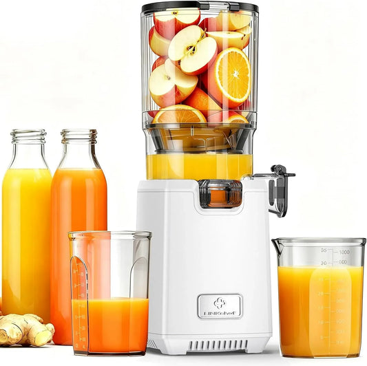 Extracteur de jus, 13 cm, 1,8 L, 250 W, Slow Juicer Sans BPA, 250 W Juicer Machine avec Goulotte Large 13 cm