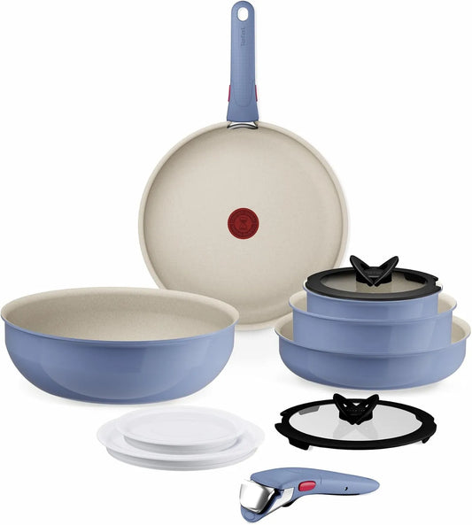 Tefal Batterie, batterie de casseroles et poêles, 11 pièces, bleu, cuisine