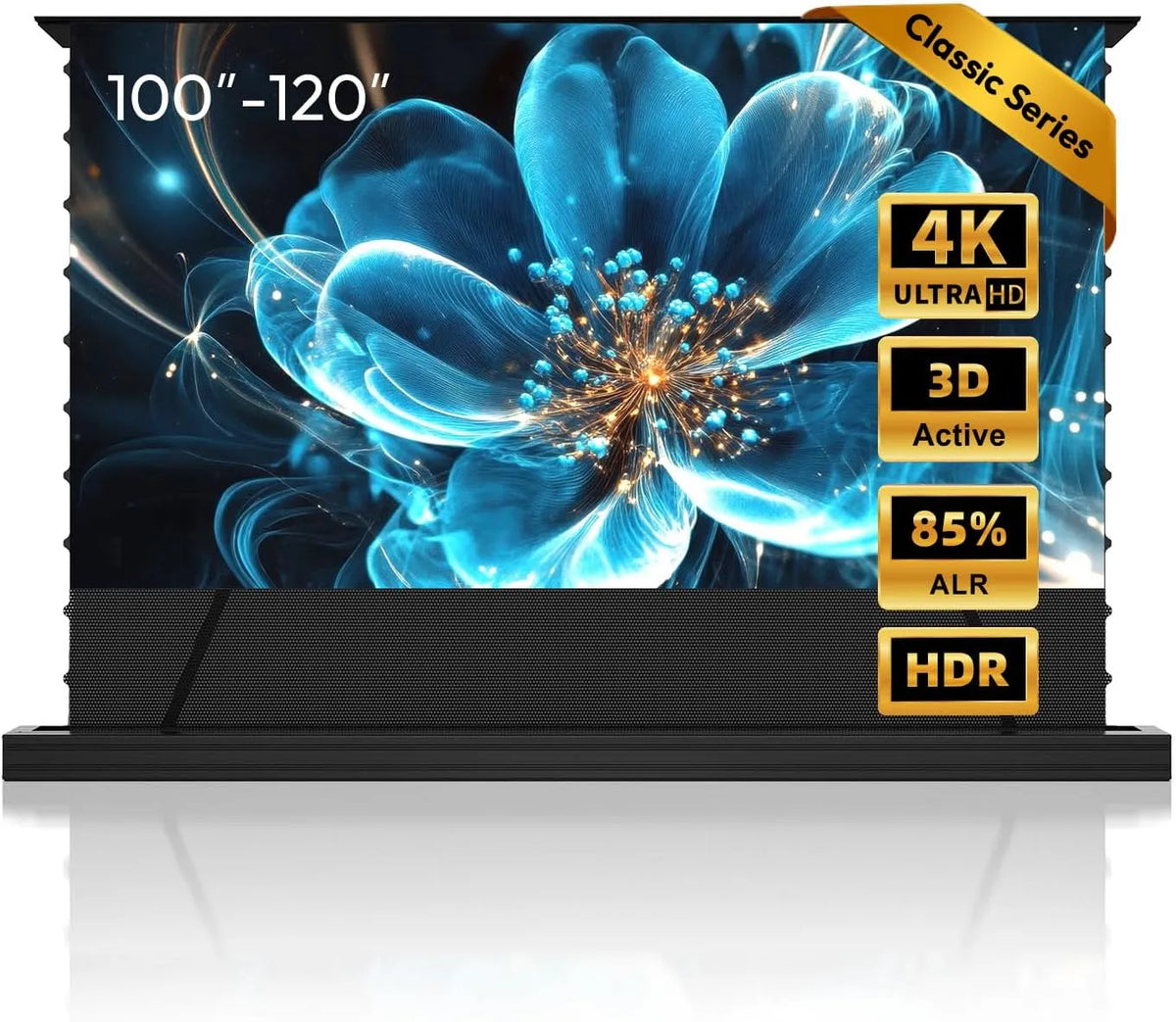 Smart TV, 100 pouces, téléviseur, 4K UHD, portable, ALR CLR, Écran de projection, écran pour projecteur à ultra-courte distance, pas de