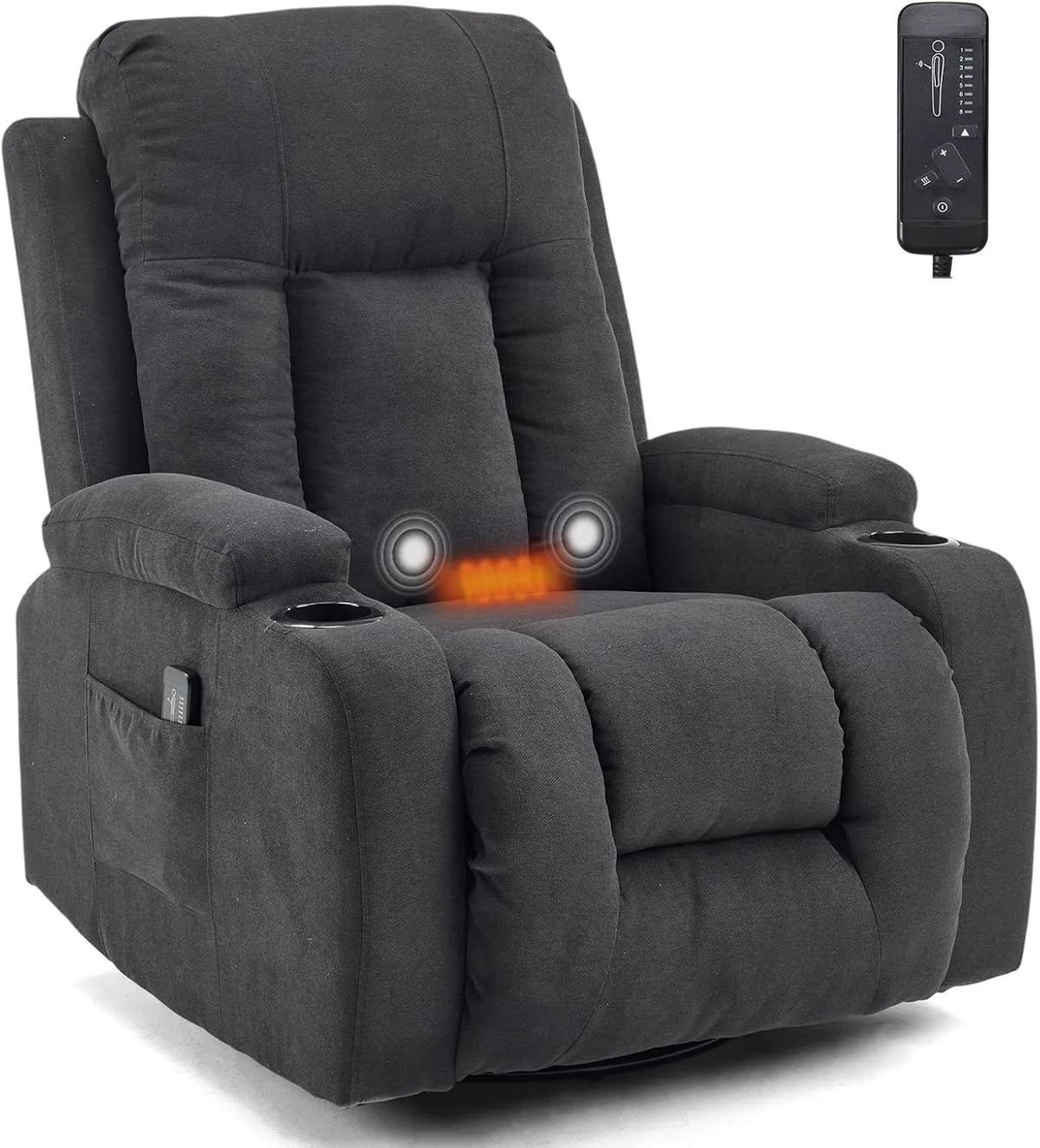 Fauteuil relaxant avec massage, LEADZM, 360° Tourner
