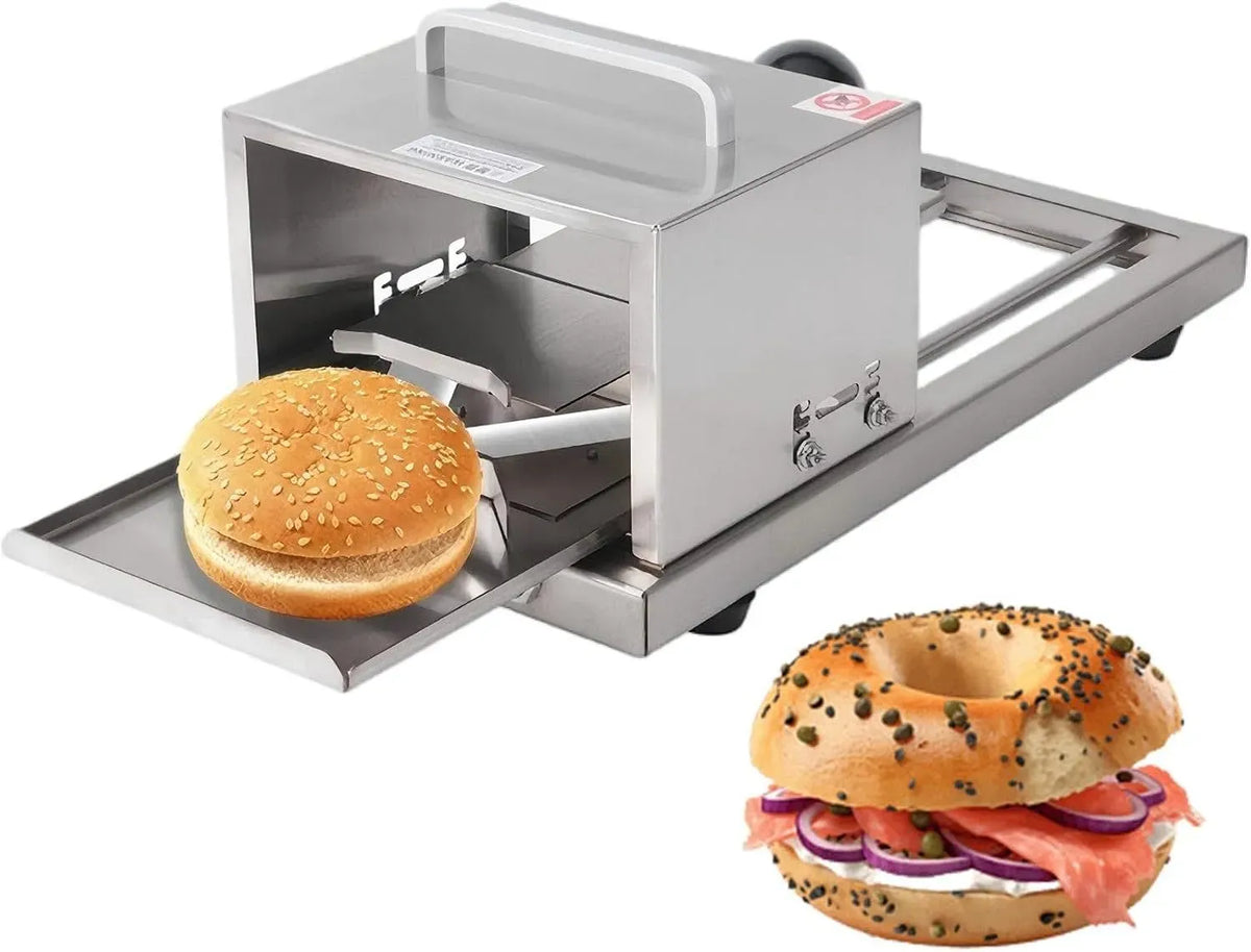 Trancheuse à Bagels et Pains à Hamburger Manuelle pour usage professionnel équipé de Lame en Acier Inoxydable pour des Tranches Régulières