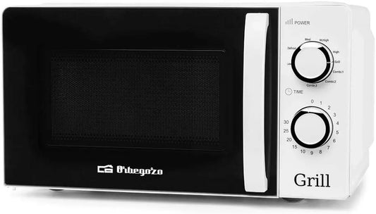 Micro-ondes, 20 L, 900 W, 3 programmes, minuteur, gril, blanc, 5 niveaux de fonctionnement et 3 fonctions combinées, Orbegozo Mig 2130 Four à