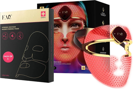 FAQ 202 202 Masque Visage LED + 5 Masques Glass Skin Au Collagène