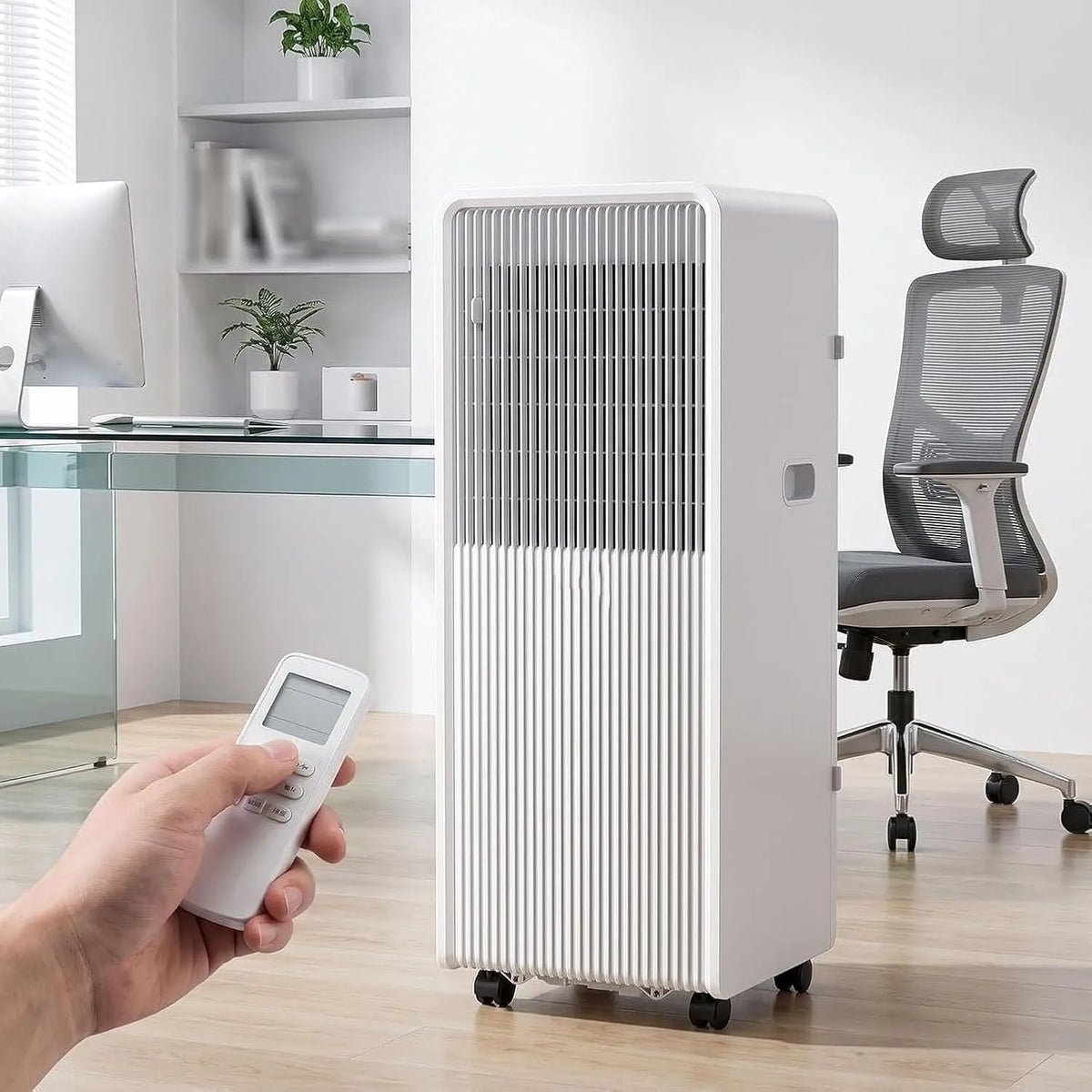 Climatiseur 24H, minuteur, 10000 Btu, Unité AC Intelligente avec Déshumidificateur, Climatiseur Mobile 12000 BTU Rafraîchit 35 m2, Minuterie 24H & Kit