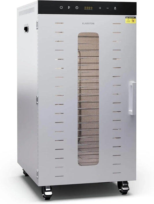 Klarstein 24h Ventilateur, 2000 W, 30 à 90 °C, 55 dB, minuteur, silencieux, acier inoxydable, 20 Étagères Inox