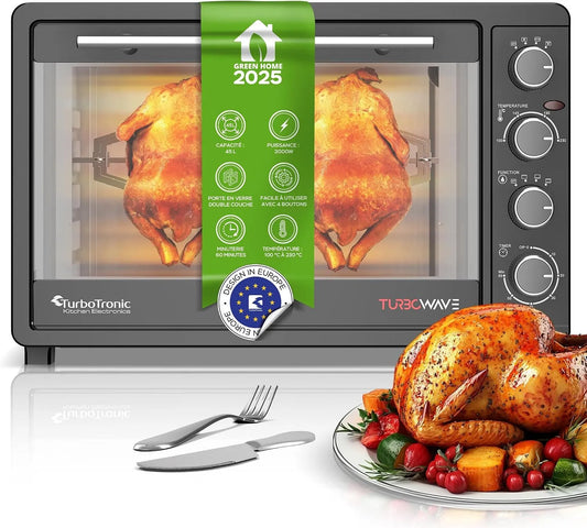 Four électrique, 45 L, 2000 W, compact, camping, 45L, 2000W, Mini Four Polyvalent pour Cuisson Rapide et Économique, Idéal pour Petites Cuisines et