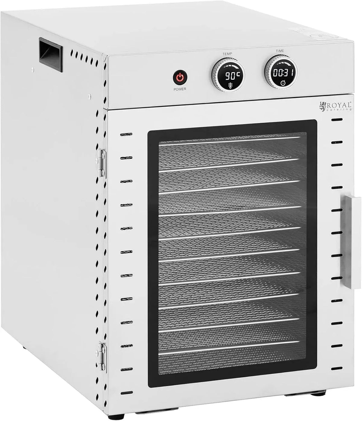 W 12 Royal Catering Déshydrateur automatique 1000 étages 40 l Minuteur jusqu'à 24 h 20-90 °C En acier inoxydable Pour bœuf Jerky Anneaux de pommes