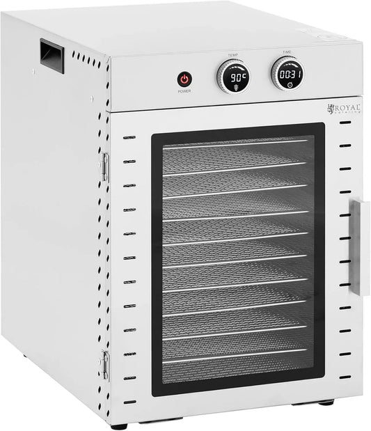 W 12 Royal Catering Déshydrateur automatique 1000 étages 40 l Minuteur jusqu'à 24 h 20-90 °C En acier inoxydable Pour bœuf Jerky Anneaux de pommes