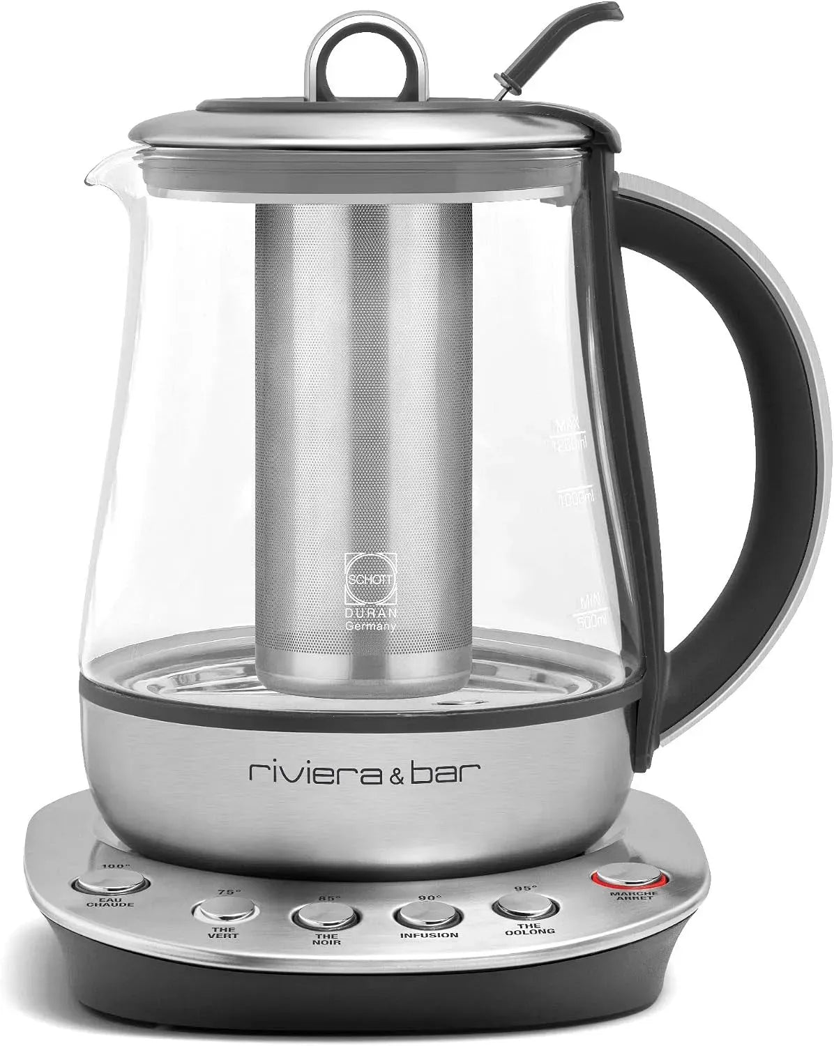 Bouilloire électrique, maintien au chaud, acier inoxydable, Verre Trempé et Inox