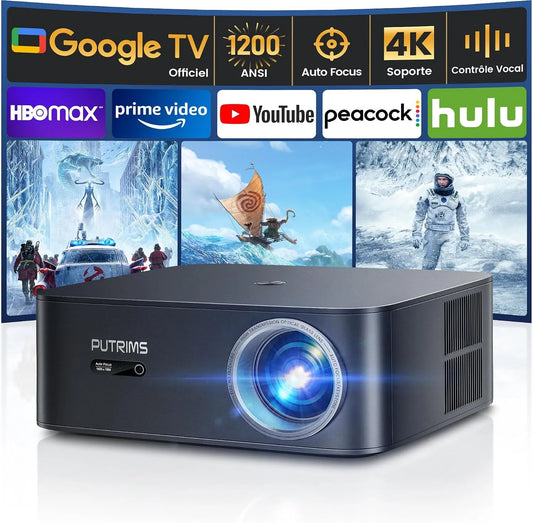 Google 1080P Smart TV, téléviseur, 4K UHD, HDR, Wi-Fi, extérieur, Bluetooth, Full HD, RétroProjecteur Home Cinéma, HDR10, Vidéoprojecteur 4K【1600 ANSI