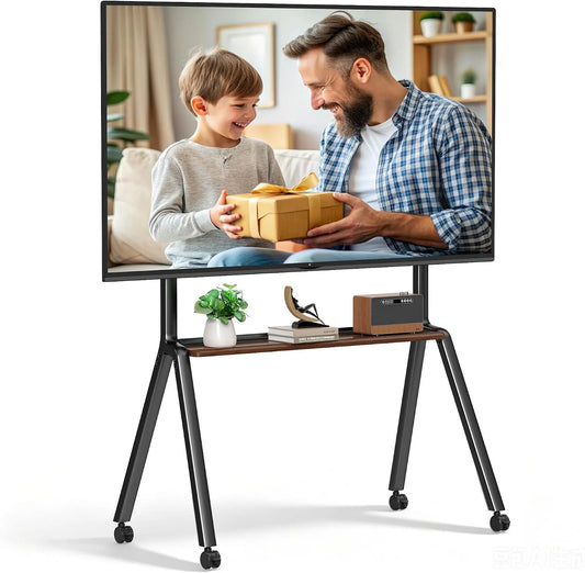 Meuble TV, 86 pouces, 1000x600mm, roulettes de déplacement, écran LCD, noir, Charge 100 kg, Roulettes Verrouillables 360°, LCD et LED, Support TV sur
