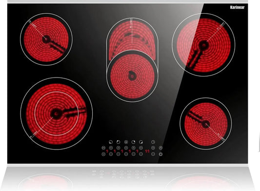Plaque vitrocéramique 220-240V, 77 cm, 5 foyers, 8400 W, 240 V, encastrable, tactile, minuteur, verrouillage, Table de Cuisson 77 cm