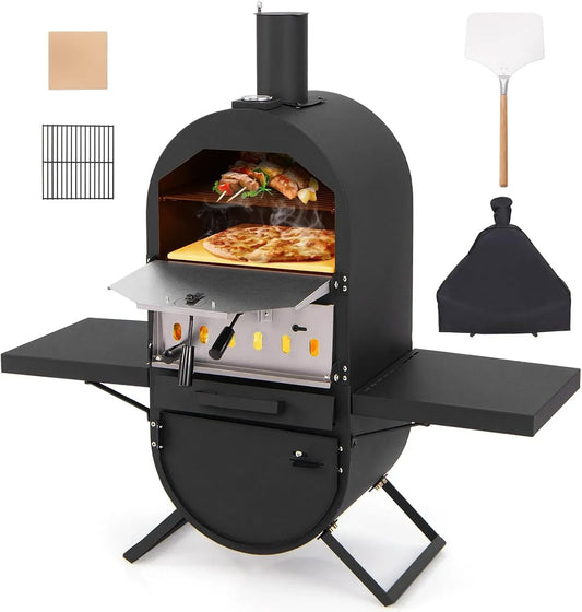Four électrique à pizza, 31cm, GOPLUS, extérieur, gril, camping, Grille de Cuisson, Pelle à Pizza