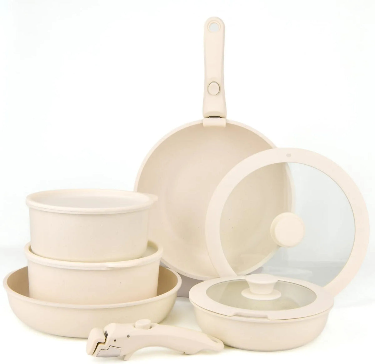 Réfrigérateur, amovible, BAVARY Cream, appareil frigorifique électrique, Batterie de cuisine à induction 11 pièces avec poignée amovible