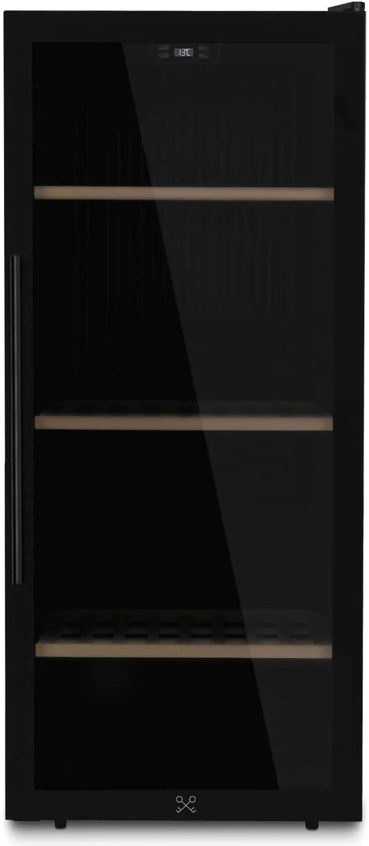 Cave à vin électrique CAVCB122, 242 L, 122 bouteilles, 5 à 20 °C, noir, LED, 3 Etagères, Anti-UV, LES PETITS CHAMPS Cave à Vin de Conservation de 122