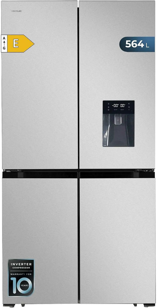 Cecotec Bolero CoolMarket 4D Réfrigérateur, 560 L, No Frost, Inverter, acier inoxydable, 91 cm de Largeur, 183 cm de Hauteur, Total NoFrost