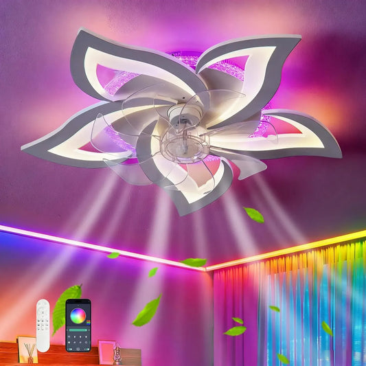 Ventilateur, blanc, ventilateur pour circulation d'air, Plafonnier Ventilateur De Plafond RGB Couleur Variable