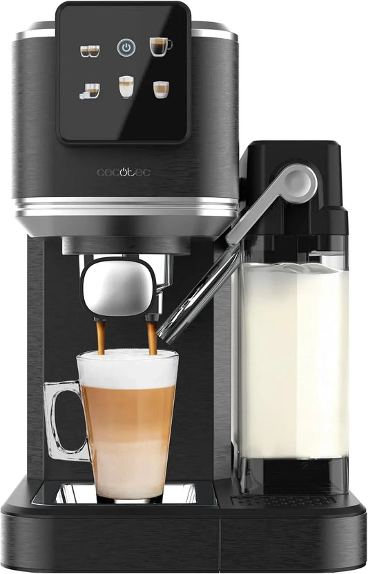 Cecotec Cafetière électrique, 1,2 L, 1350 W, tactile, grand réservoir, amovible, Réservoir d'Eau 1,2L et 1000ml Lait, 20 Bars, Écran Tactile Couleur