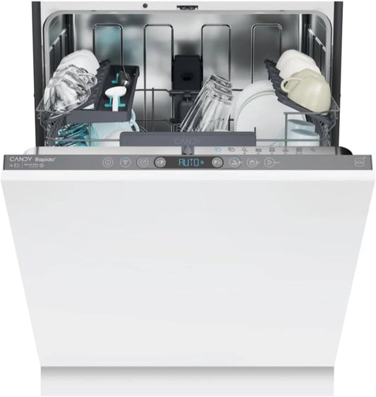 Candy 6C4F0A Lave-vaisselle, 81, 8 x 59, 7 x 55, 5 cm, classe énergétique E, encastrable, blanc, Cycle Rapide 35 min, 16 Couverts, Modèle CI, Contrôle