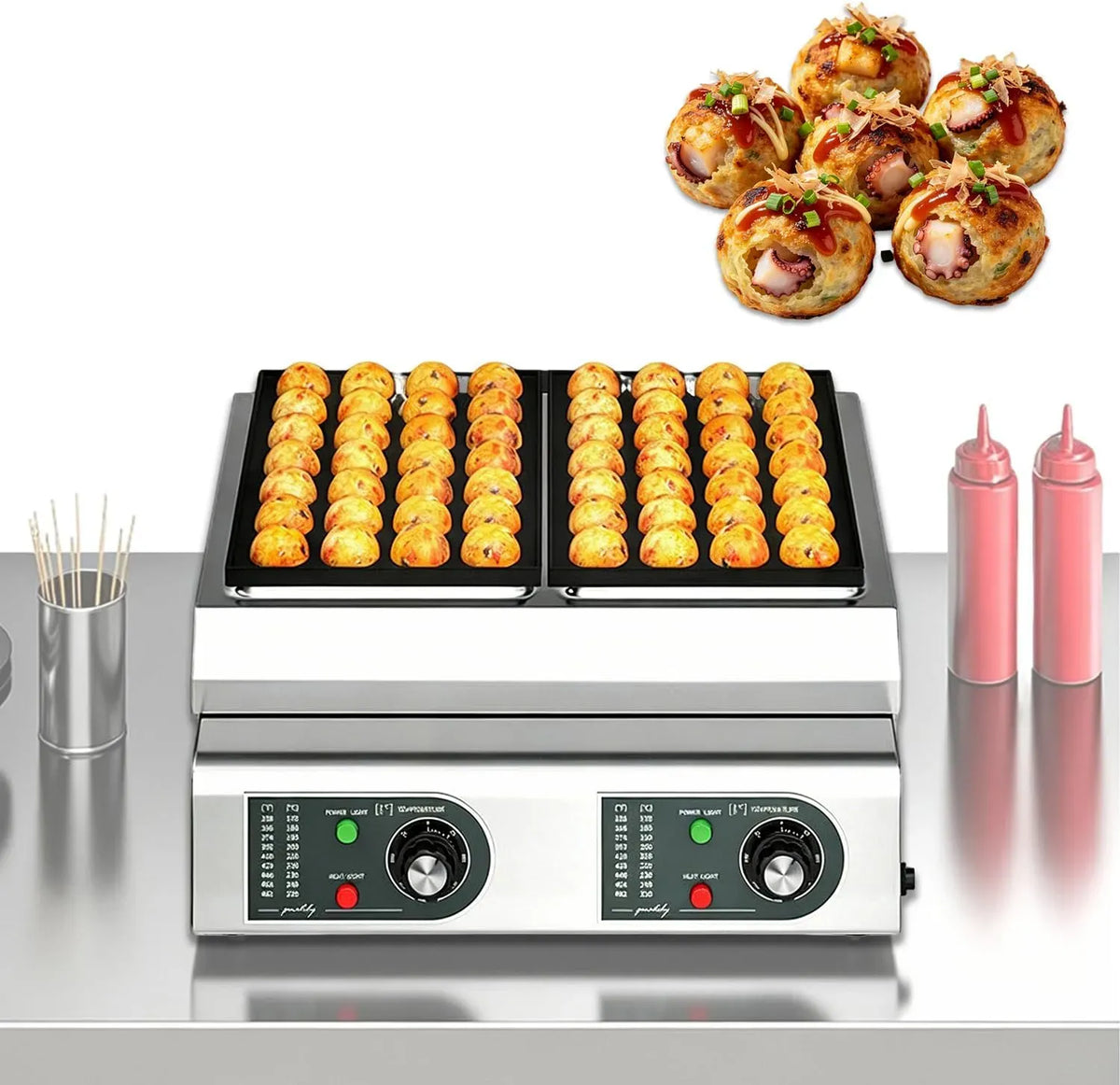 Plaque de cuisson, 4200 W, pose libre, professionnel, Double contrôle de température indépendant, Appareil électrique à boulettes de Poulpe